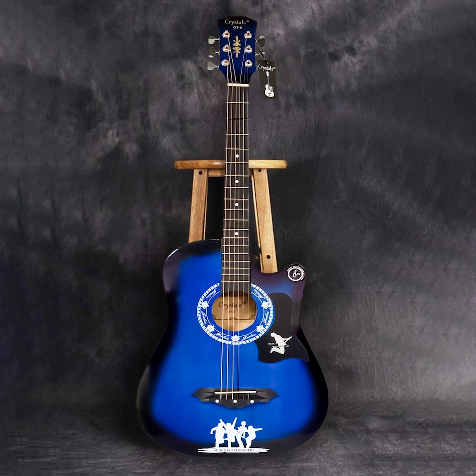 image 1 of Classic 6-String 4/4 Size 38 Inch Acoustic Guitar Pack for Boys and Girls Music Beginners Blue