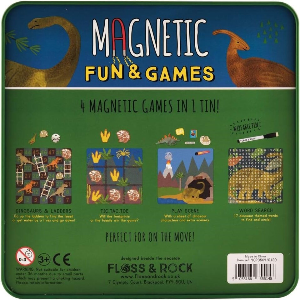 image 1 of Floss & Rock Magnetic Fun Games Tin - Dinosaur