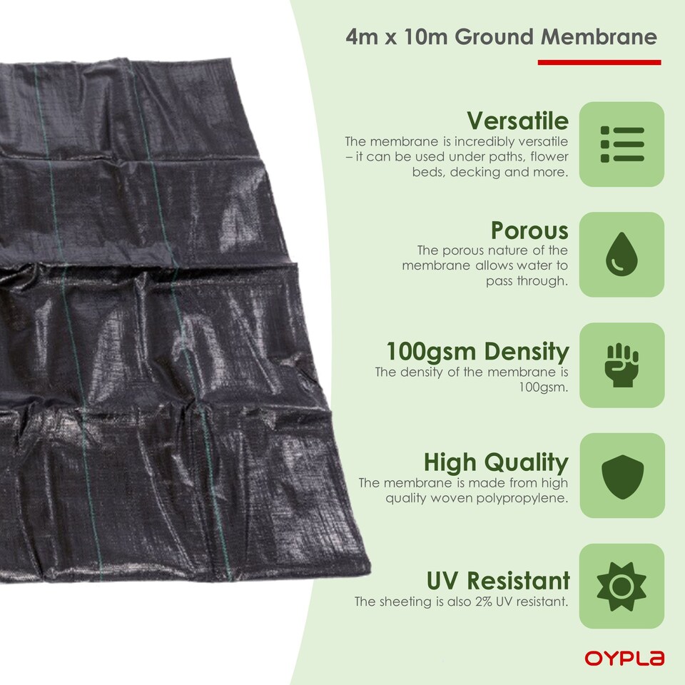 image 1 of 4m x 10m Heavy Duty Weed Control Ground Cover Membrane Sheet