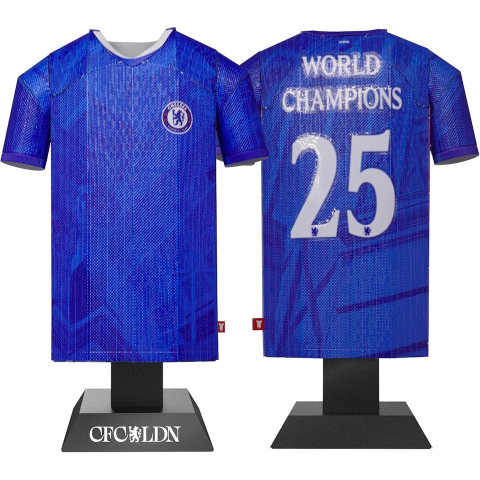 image 1 of RadStuff Metal Alloy Football Shirt - Chelsea World Champions 2025 Home Alloy Shirt