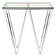 image 1 of Chrome End Table with Triangular Base,Clear Tempered Glass Top Settee Side Table,Metal Design Side Table