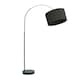image 4 of ValueLights Louis Black Arched Curved Floor Lamp with Charcoal Shade | Grey