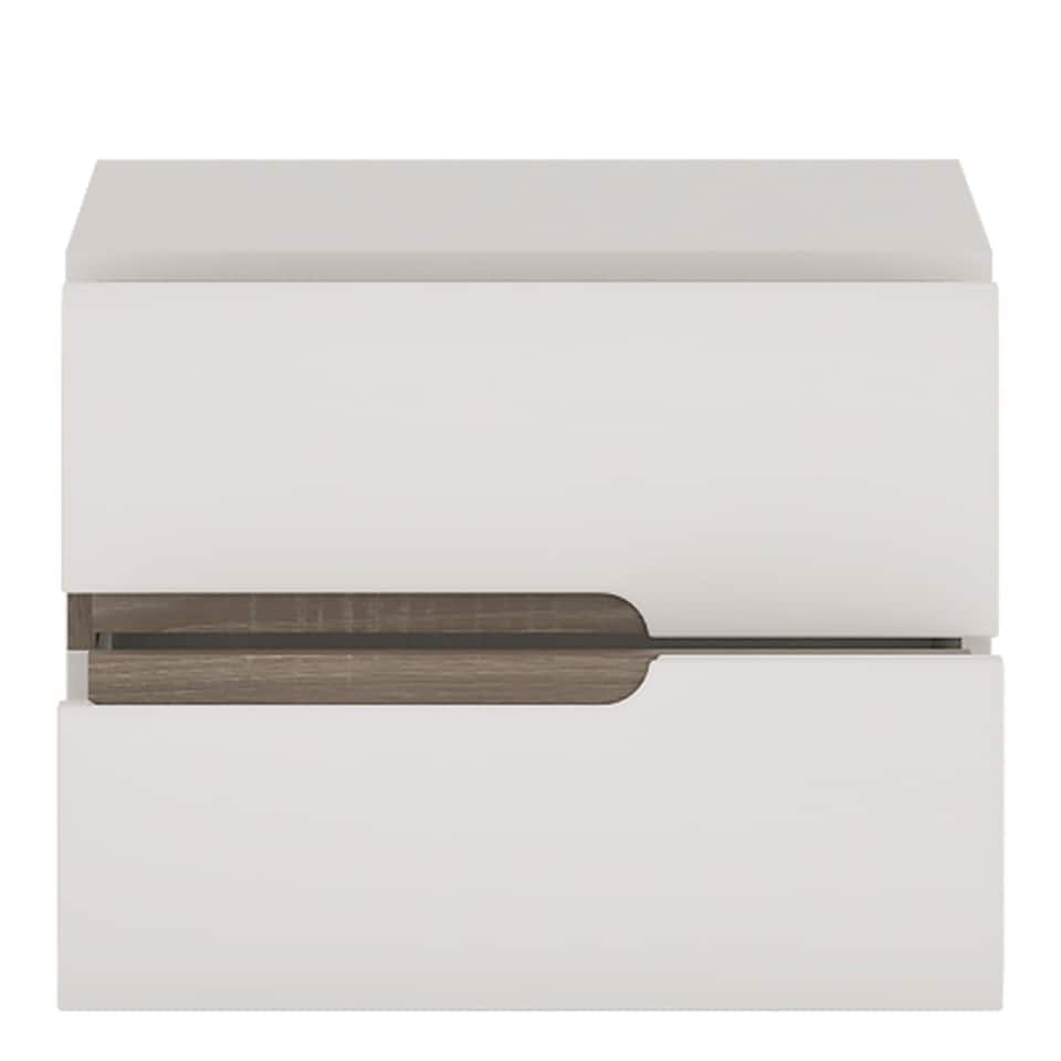 image 1 of Chelsea Bedroom 2 Drawer Bedside in White with a Truffle Oak Trim