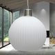 image 4 of First Choice Lighting Betchley White Ribbed Glass Globe with Satin Nickel Pendant Fitting Silver | White