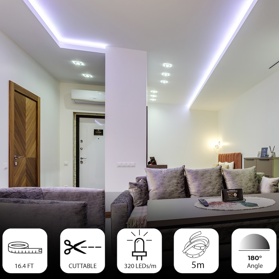 image 1 of 5 meters, 24V COB LED Strip Lights 6000K (Power Supply Not Included)