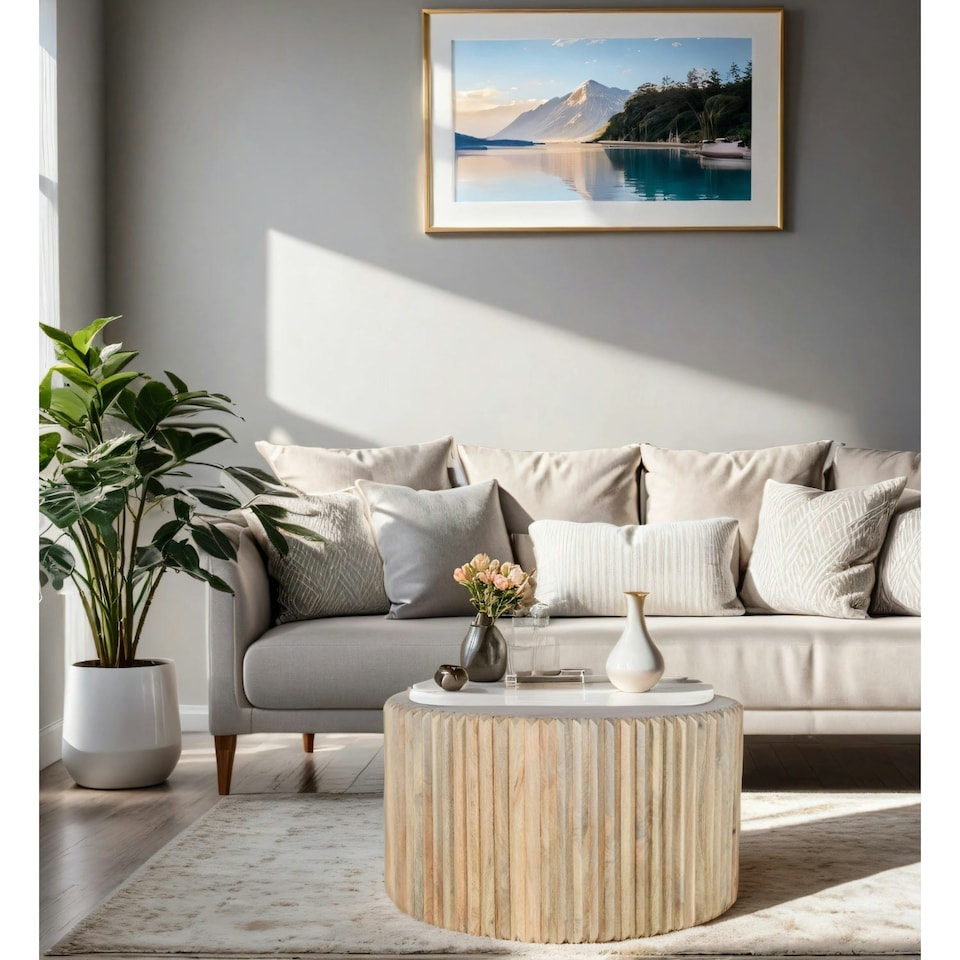 image 1 of Rayne Mango Wood Round Coffee Table