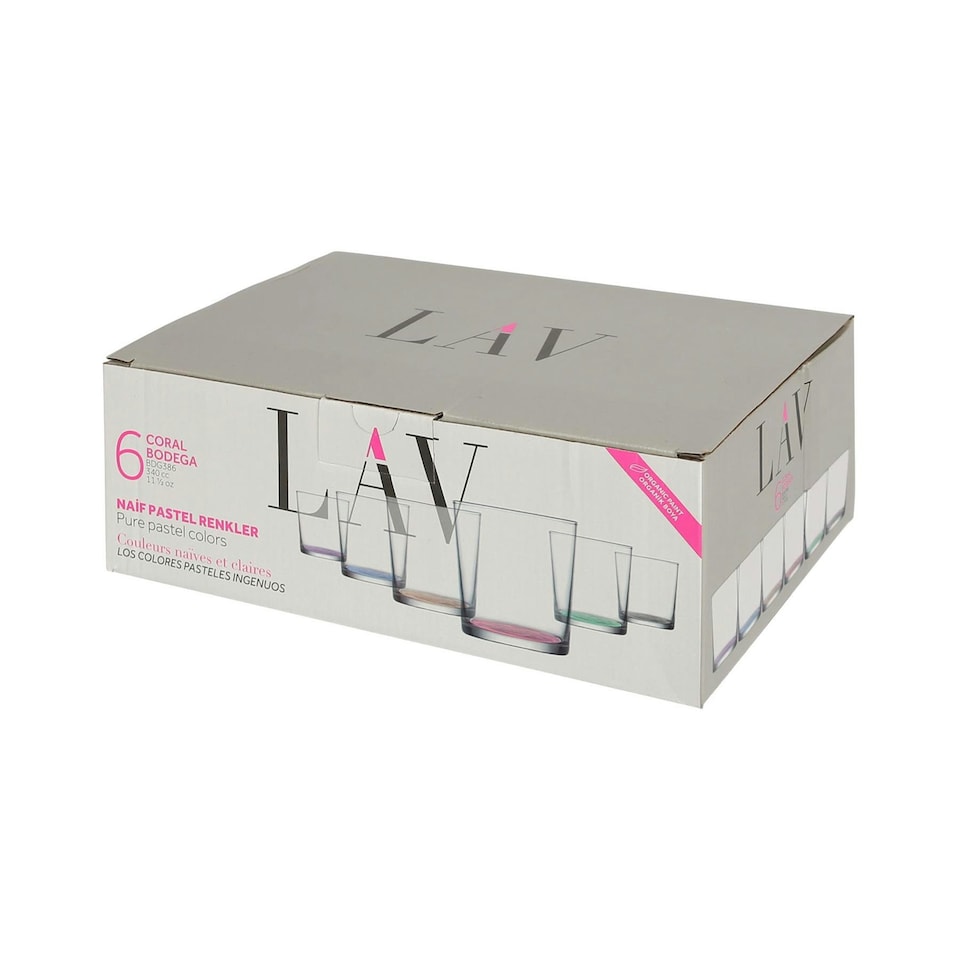 image 1 of LAV Bodega Glass Tumblers - 345ml - Colour Base - Pack of 12 Multi