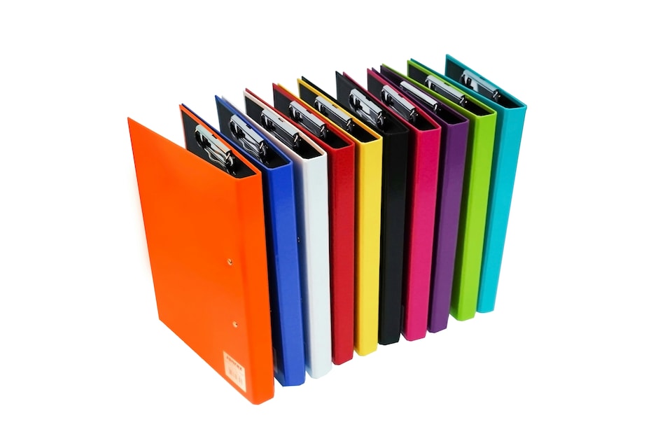 image 1 of Pack of 10 Assorted Colour A4 Clipboard Document Clamp File Folders