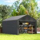 image 9 of Outsunny 6.6 x 7.8ft Outdoor Garden Storage Shed, Waterproof Bike Tent with Roll-up Zipper Door, Galvanised Metal Frame, Portable Shed Shelter Carport for Motorcycle Garden Tools, Dark Grey
