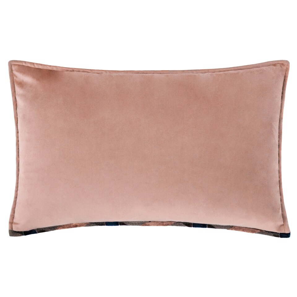 image 1 of Paoletti Delano Velvet Jacquard Cushion, Blush/Navy, 40 x 60cm