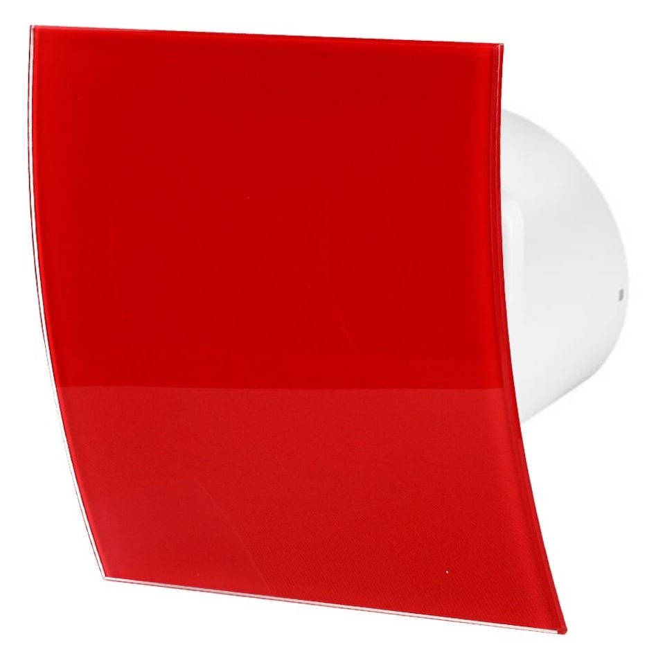 image 1 of 100mm Humidity Sensor Extractor Fan Shiny Red Glass Front Panel ESCUDO Wall Ceiling Ventilation