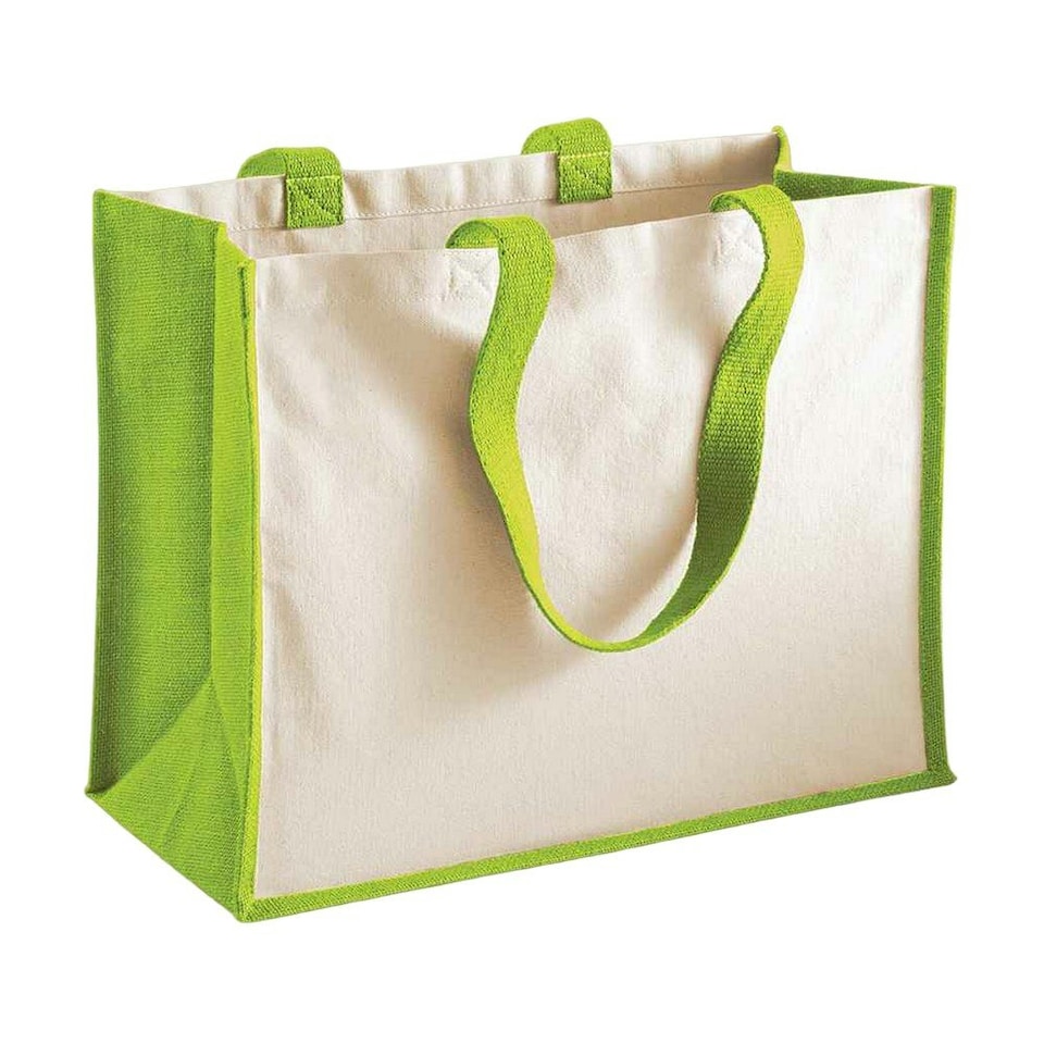 image 1 of Westford Mill Classic Jute Shopper Bag - Apple Green - One Size