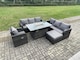 image 1 of Fimous Rattan Outdoor Furniture Gas Fire Pit Rectangle Dining Table Gas Heater Reclining Chair 3 Seater Sofa Sets with Big Footstool 8 Seater