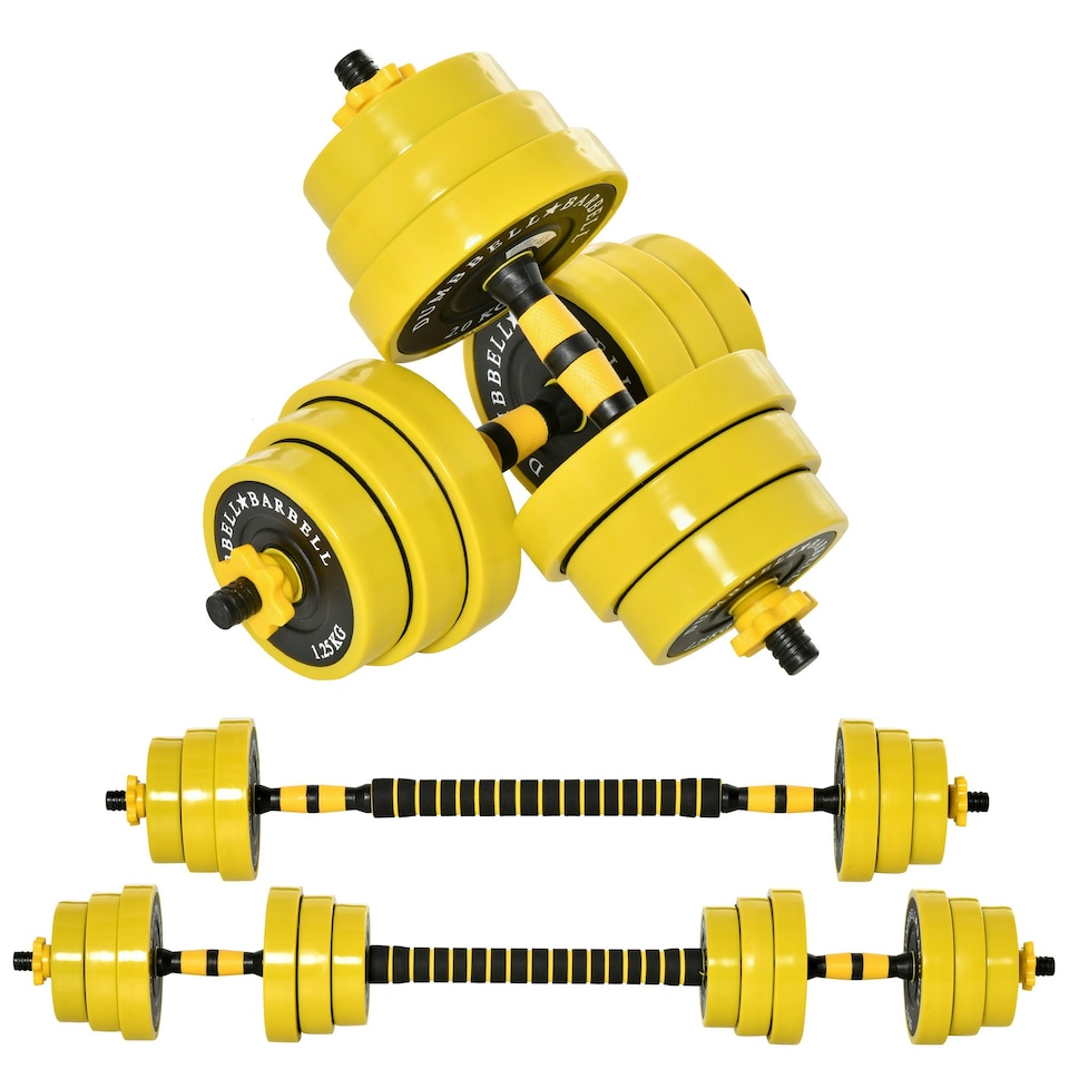 image 1 of HOMCOM 20KG Barbell & Dumbbell Set Fitness Exercise Home Gym Plate Bar Clamp Rod
