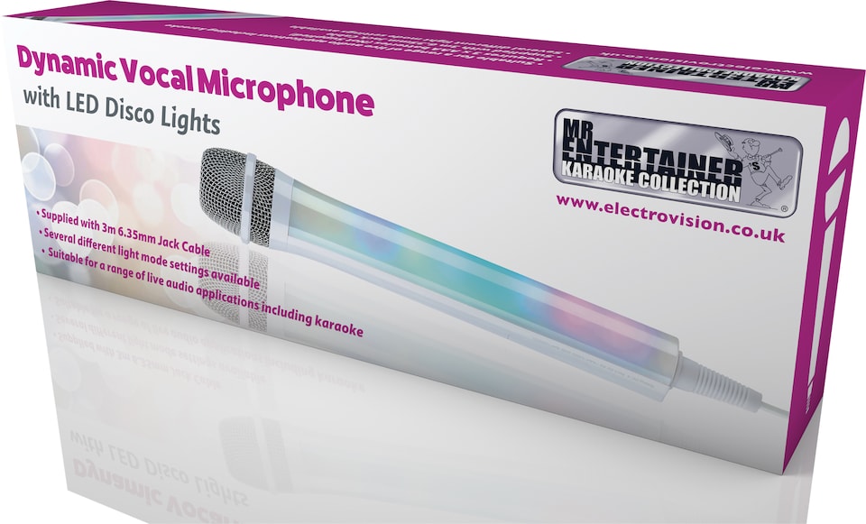 image 1 of Mr Entertainer Dynamic Vocal Microphone with LED Lights White