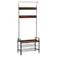 image 1 of HOMCOM Coat Rack Stand Industrial hallway Shoe Rack Removable Hooks Metal Wood Hangers Storage Cabinet Rustic Brown