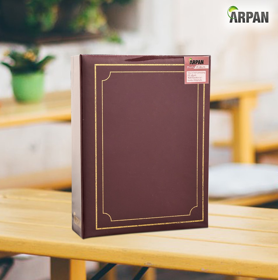 image 1 of ARPAN Photo Album 6x4 – Slip-In Photo Album Book | Holds 200 Photos, Family Album | 6x4 Photo Albums for Events, Travel & Memories | Black | Burgundy | Holds 200 photos of size 6x4 inch/10x15 cm | 1