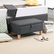image 2 of HOMCOM 30L Linen Storage Ottoman Padded Footstool with Rubberwood Legs for Storage Box, Bed End, Shoe Bench, Seating, Dark Grey | Grey | Dark Grey | 1