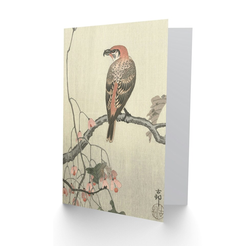 image 1 of Ohara Koson Crossbill On Tree Branch Japanese Art Nature Greeting Card
