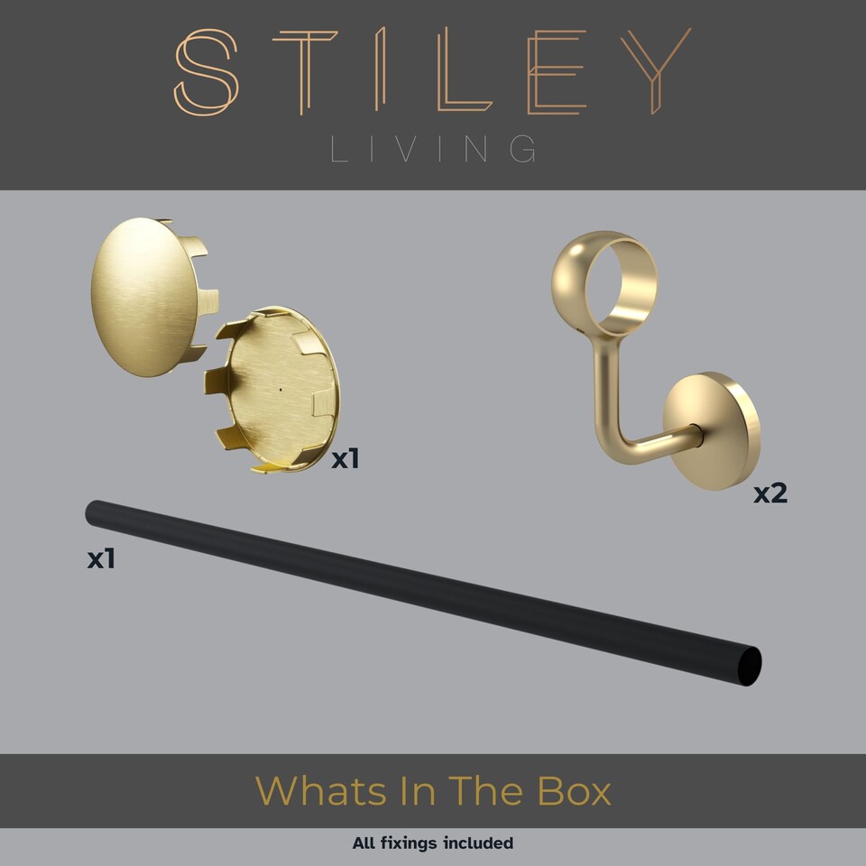 image 1 of Stiley Living Wall Mounted Handrail Kit, Banister System with Brackets and Fixings