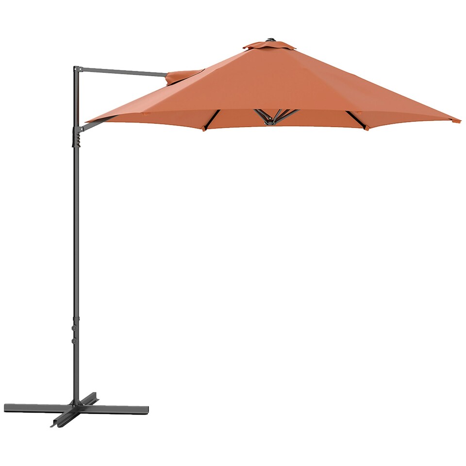 image 1 of Outsunny 2.5M Offset Roma Patio Umbrella W/ 360° Rotation, Orange Orange