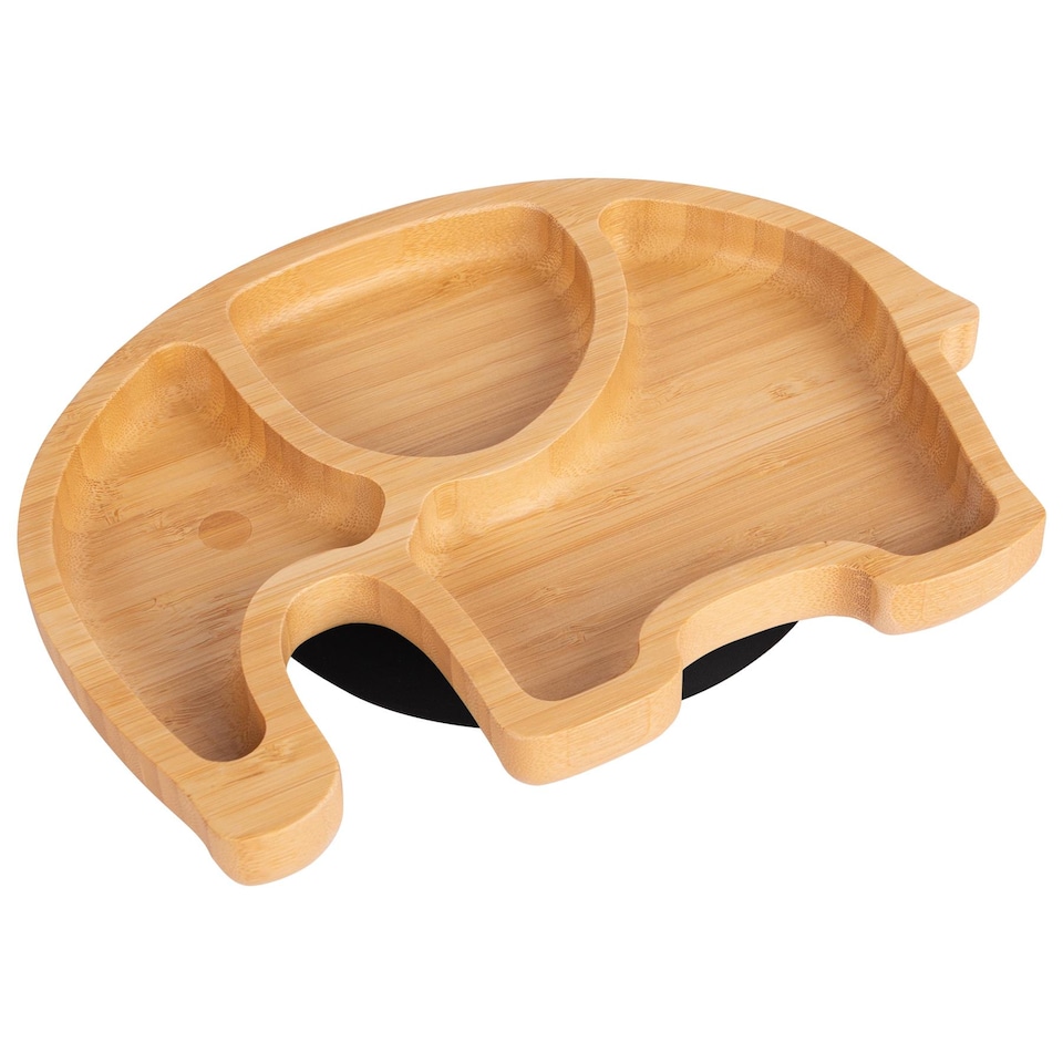 image 1 of Tiny Dining Children's Bamboo Suction Elephant Plate - Black | Black | Black