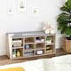 image 4 of 10-Compartment Shoe Storage Bench Cabinet with Cushion Seat, Oak Colour