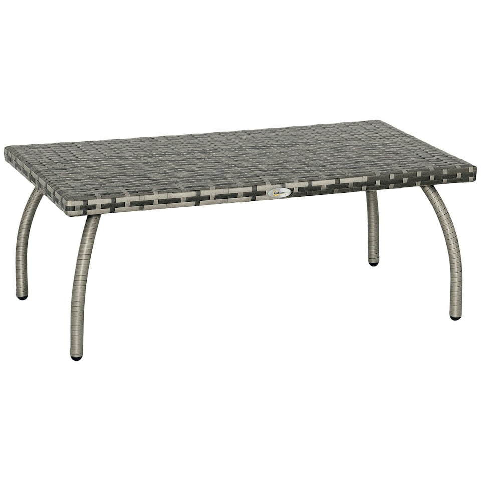image 1 of Outsunny 90 cm Patio Rattan Coffee Table Outdoor Wicker Side Table Furniture