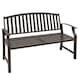 image 1 of Outsunny Garden Bench, Outdoor Metal Bench with Slatted Seat and Backrest, Curved Armrest, for Conservatory, Garden, Poolside, Deck, Brown