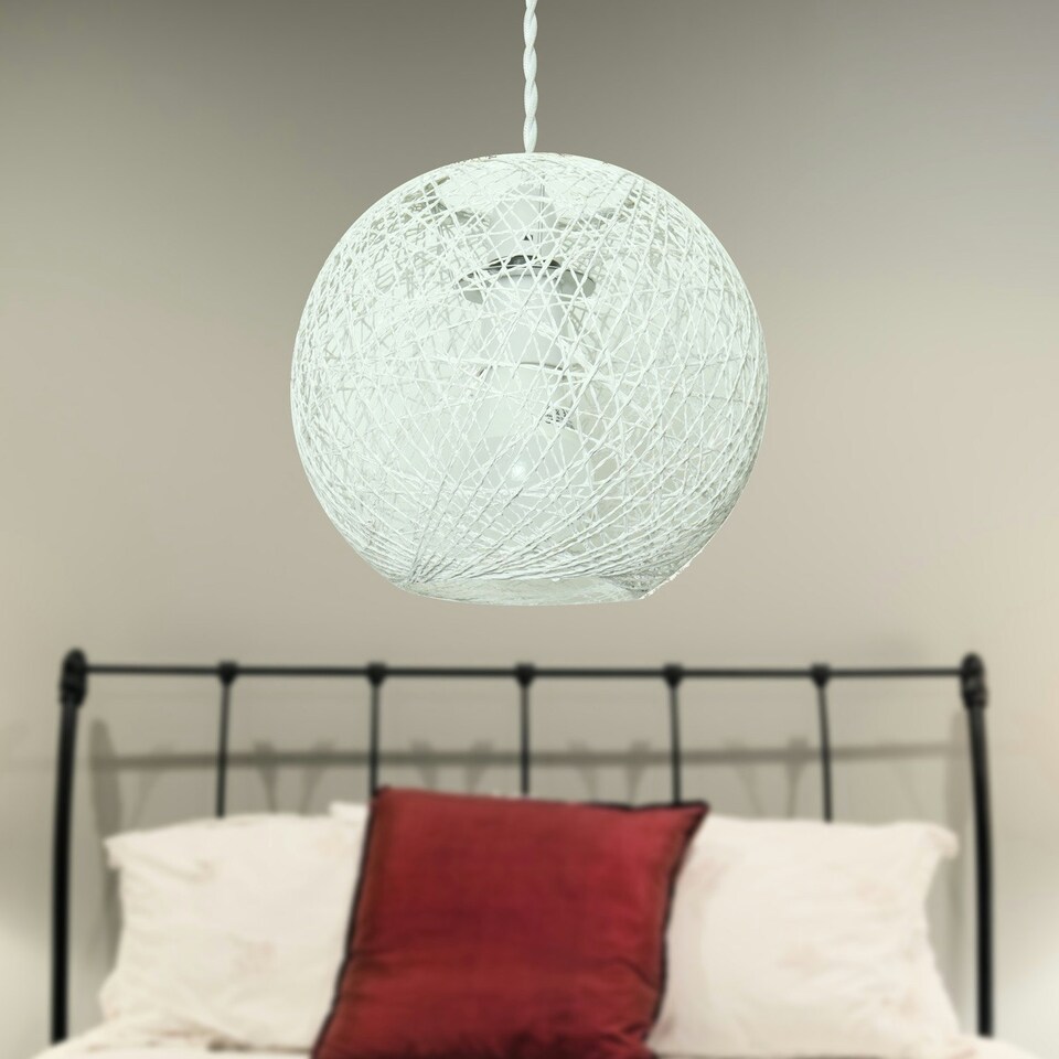 image 1 of Set of 2 Abaca - White 8 Globe Ceiling Light Shades" White