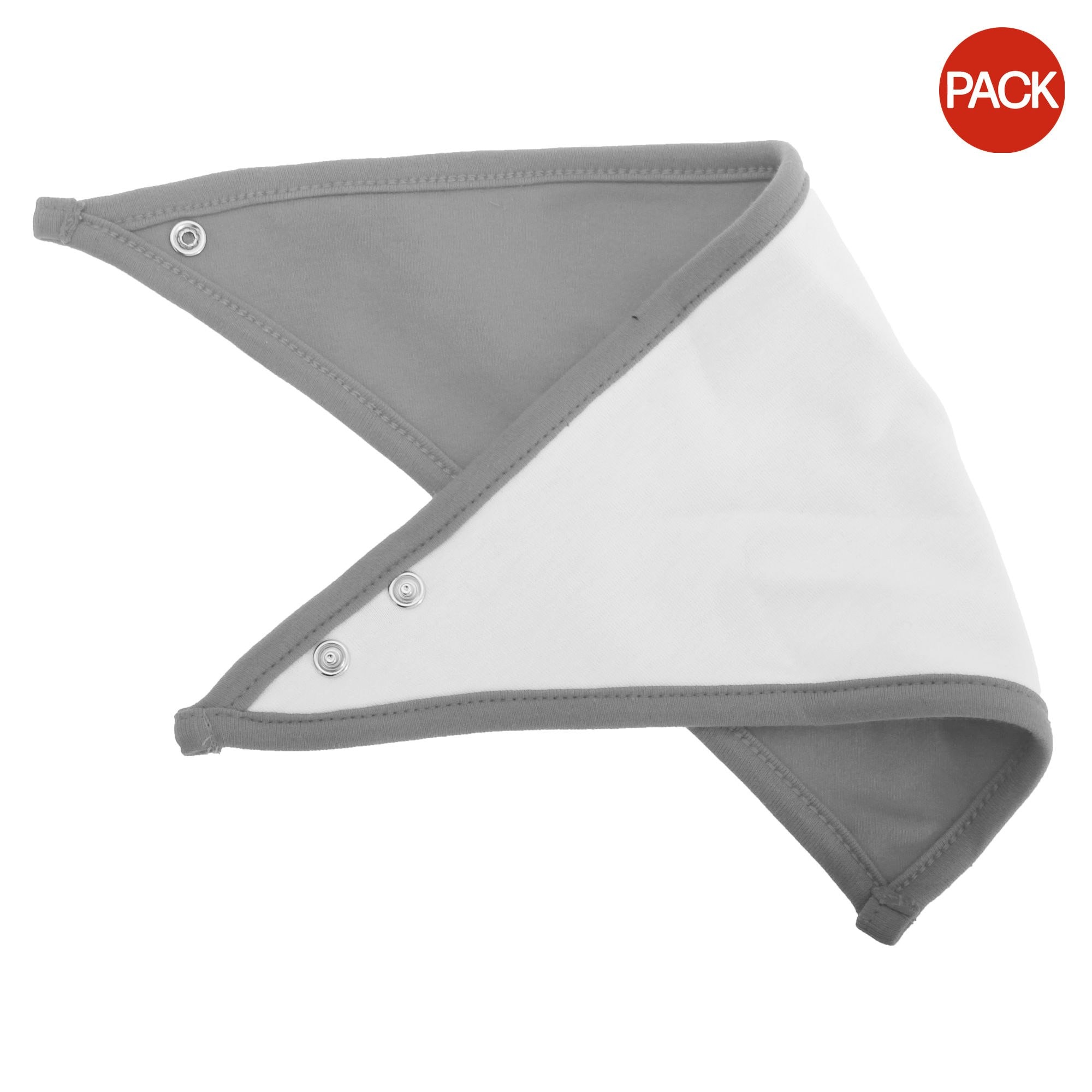 Babybugz Baby Plain Bandana Bib (Pack of 2) - White/Heather Grey - One Size