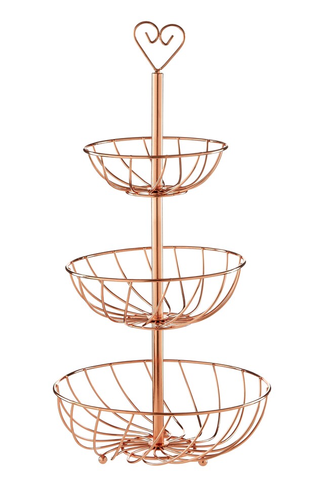 image 1 of Interiors by Premier Fruit Basket, Contemporary Copper Finish Wire Bowl For Storing Fresh Fruit, Durable Metal Construction | Gold