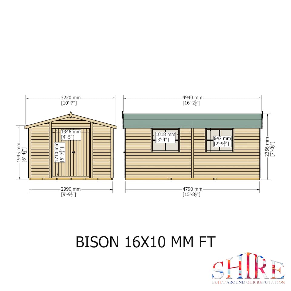 image 1 of Bison 16 x 10 Heavy Duty Shiplap Shed inc Double Door
