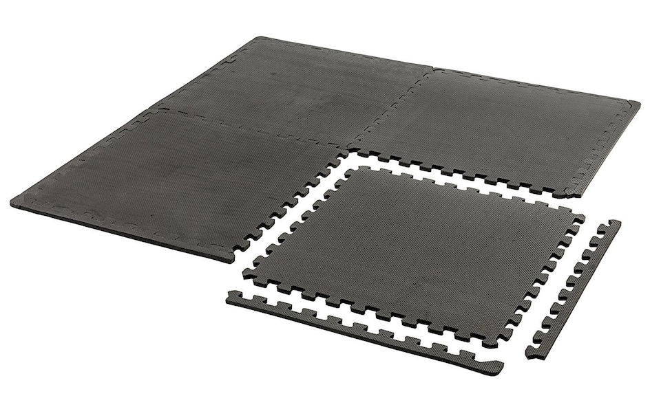 image 1 of York Floor Guards — 4 Interlocking 60 x 60 cm Foam Tiles with Edging, 122 x 122 cm (Black) | Black | Black | One Size