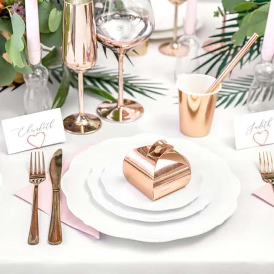 image 1 of Rose Gold Paper Gift Favour Box 6cm - Pack of 10