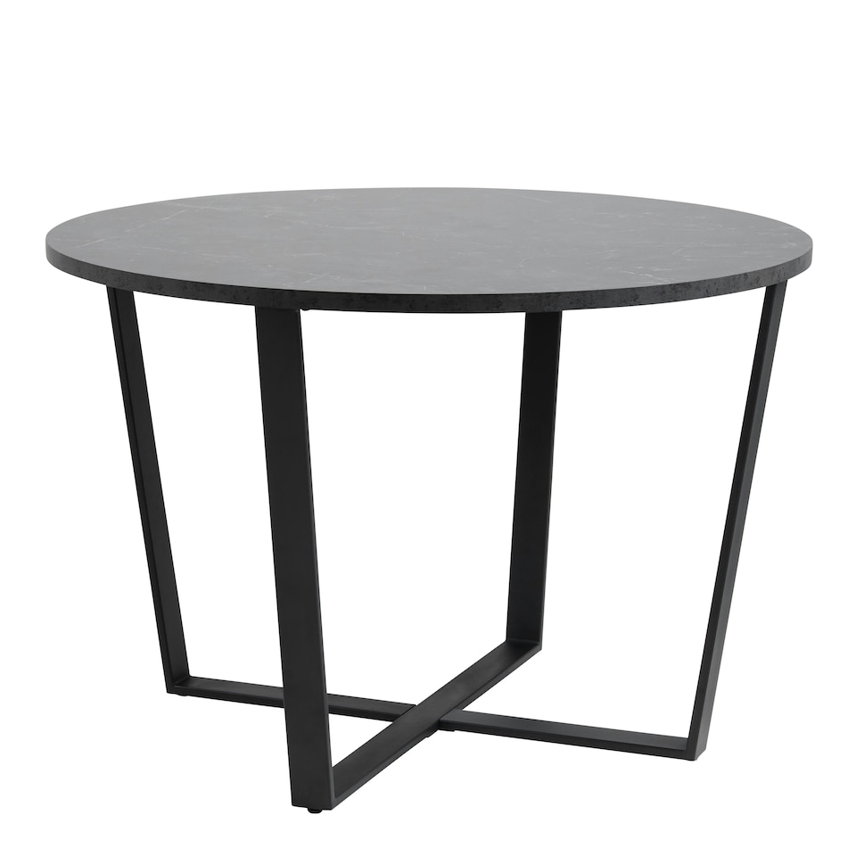 image 1 of Amble Round Dining Table with Black Marble Melamine Top & Black Legs