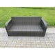 image 5 of Fimous Outdoor Lounge Sofa Set Rattan Garden Furniture Set with Rectangular Coffee Table Side Table 3 Seater Sofa Dark Grey Mixed