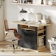 image 7 of HOMCOM Kitchen Island with Storage Cabinet and Spice Rack, Black & Natural