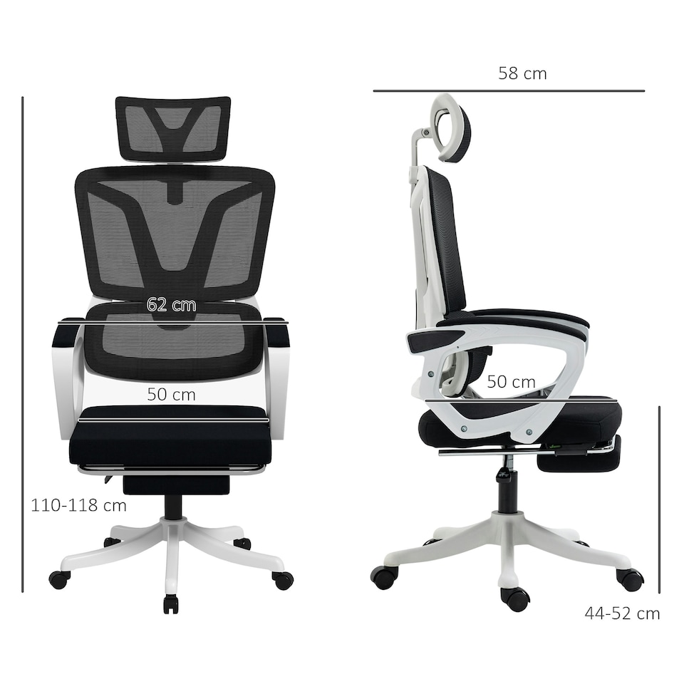 image 1 of Vinsetto Mesh Office Chair for Home with Lumbar Support, Footrest