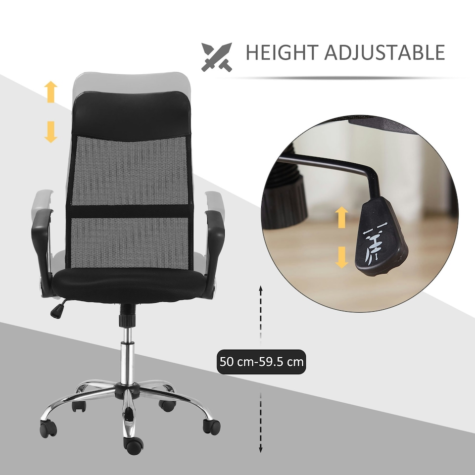 image 1 of HOMCOM Executive Office Chair High Back Mesh Back Seat Desk Chairs, Black