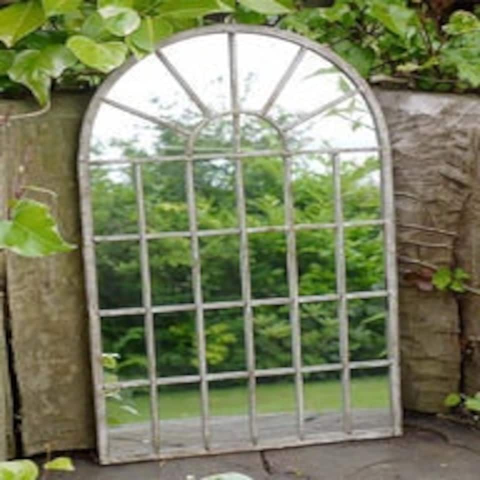 image 1 of Indoor Outdoor Distressed Finish Arched Garden Mirror N/A