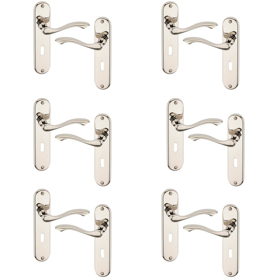 image 1 of Polished Nickel URFIC Kensington Lever Door Handles | Multi | Keyhole | 6