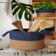 image 2 of Jute Handwoven Storage Basket (Blue)