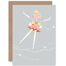 Girls Ballerina Dancer Stars Blonde Kids Birthday Child Card
