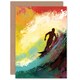 image 1 of Morning Surf Rainbow Wave Surfing Surfer Design Greeting Card