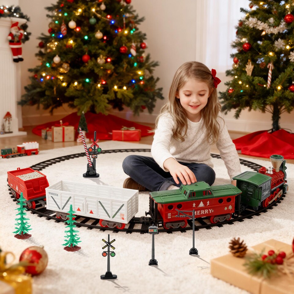 image 1 of Electric Steam Train Set with Real Smoke, Lights & Sounds