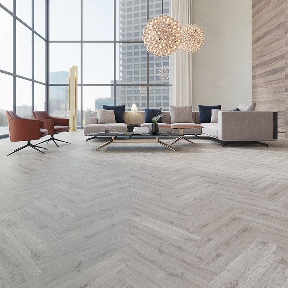 image 1 of Allo (RBH) ChateGrey 5.2mm SPC Click LVT Flooring Herringbone Wood Effect, For Home & Commercial Use | Grey | Chateau | Planks per Pack:  28  | Coverage per Pack: 2.2m² | 1