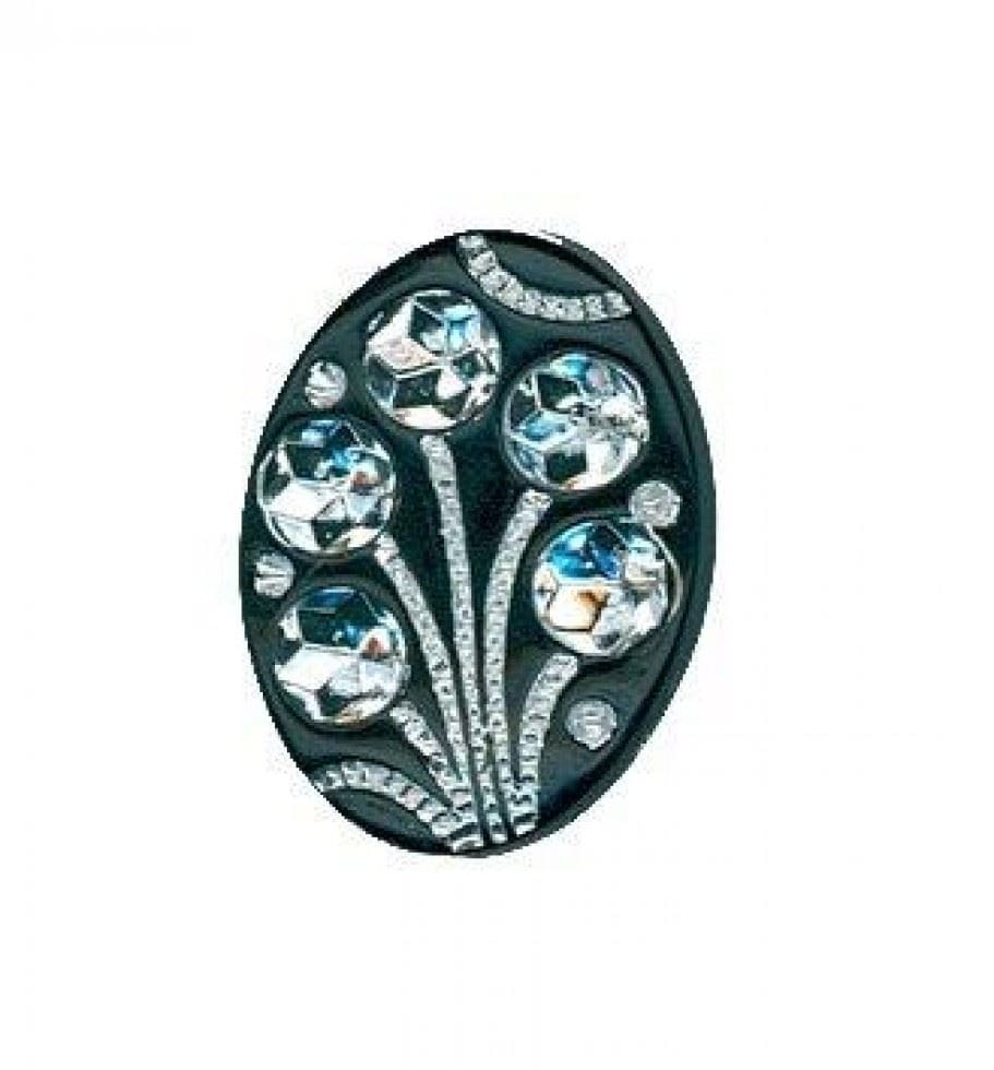 Minerva Black & Silver Oval Diamante Buttons for Dressmaking - 18mm - per value pack of 100
