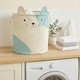 image 1 of Interiors by Premier Cat Face Laundry Bag, Cute And Practical Fabric Hamper With Drawstring Closure And Carry Handles, White