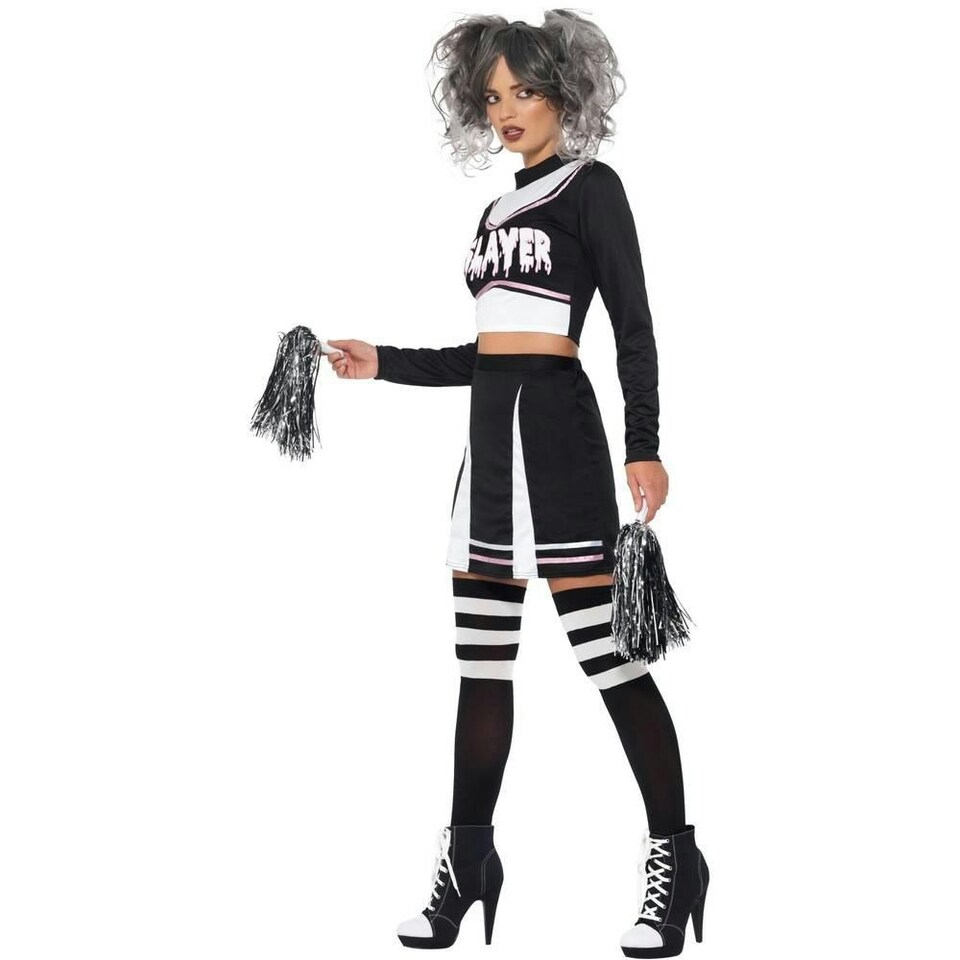 image 1 of Fever Womens/Ladies Gothic Cheerleader Costume - Black/White - S S